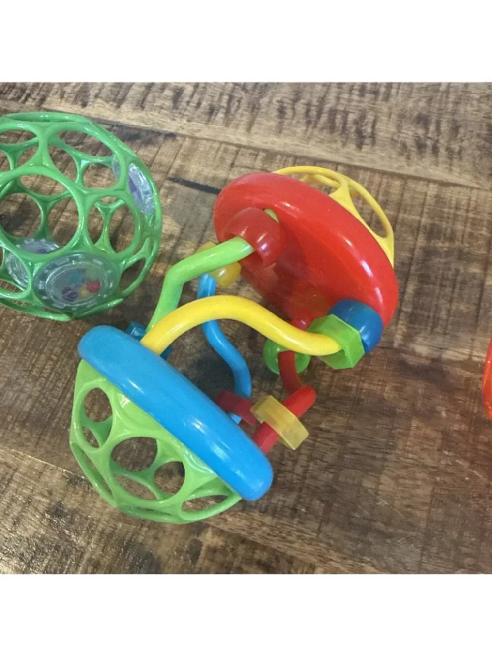 Oball Bead Chaser Slide Spiral Rattle Baby Toy Easy Grip Bright Starts & 2 Oball